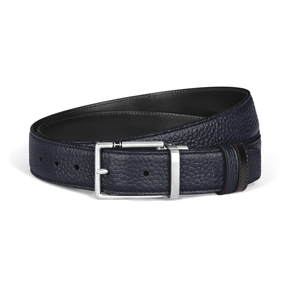 30 mm Reversible Belt in Grain Leather with Rectangular Meisterst&uuml;ck Buckle - 1
