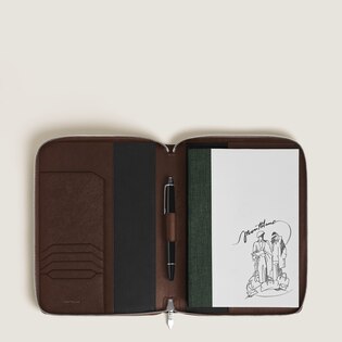 Medium Notebook Holder with zip in Sartorial Leather