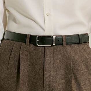 30 mm Reversible Belt in Sartorial Leather with Rectangular Buckle