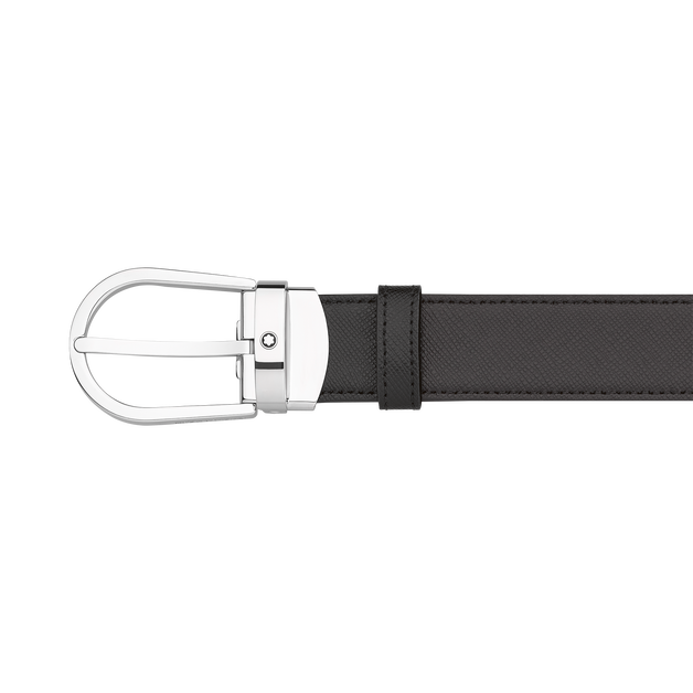 Horseshoe buckle black/brown 30 mm reversible leather belt - 1