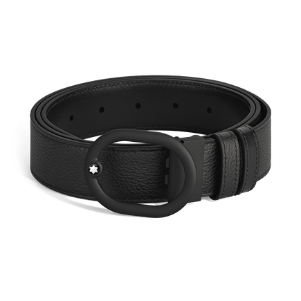 L'Ovale Buckle Black/Black 35&nbsp;mm Reversible Leather Belt