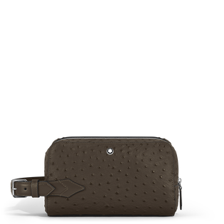 Wash Bag in Ostrich-Embossed Leather