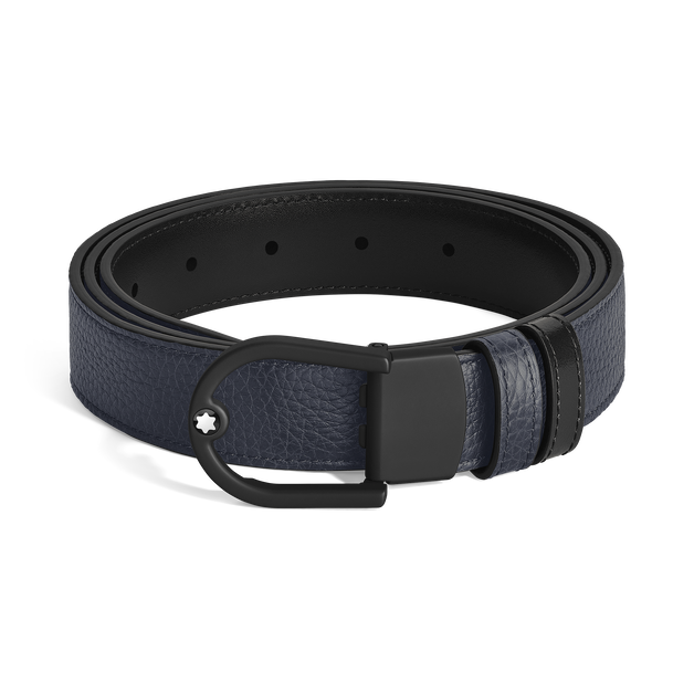 Horseshoe Light Buckle Midnight Blue/Black 30&nbsp;mm Reversible Leather Belt - 1