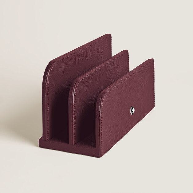 Letter Rack, Saffiano Leather, Cassis - 2
