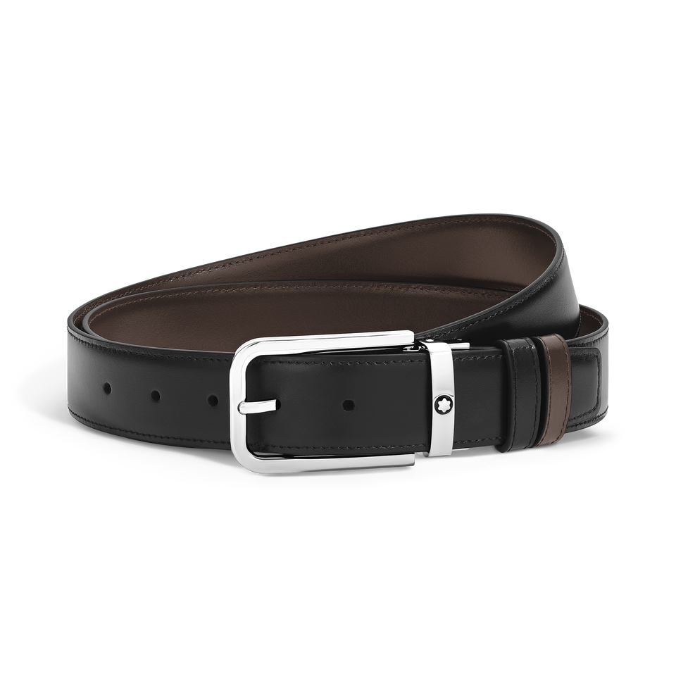 35 mm Reversible Belt in Meisterst&uuml;ck Leather with Rectangular Buckle - 1