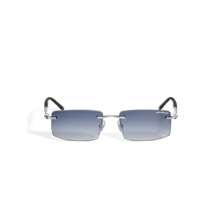 Rechteckige Sonnenbrille mit silberfarbener Metallfassung