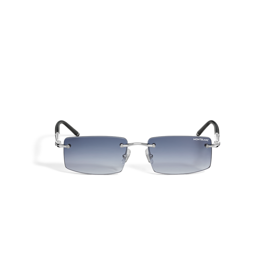 Rechteckige Sonnenbrille mit silberfarbener Metallfassung - 1