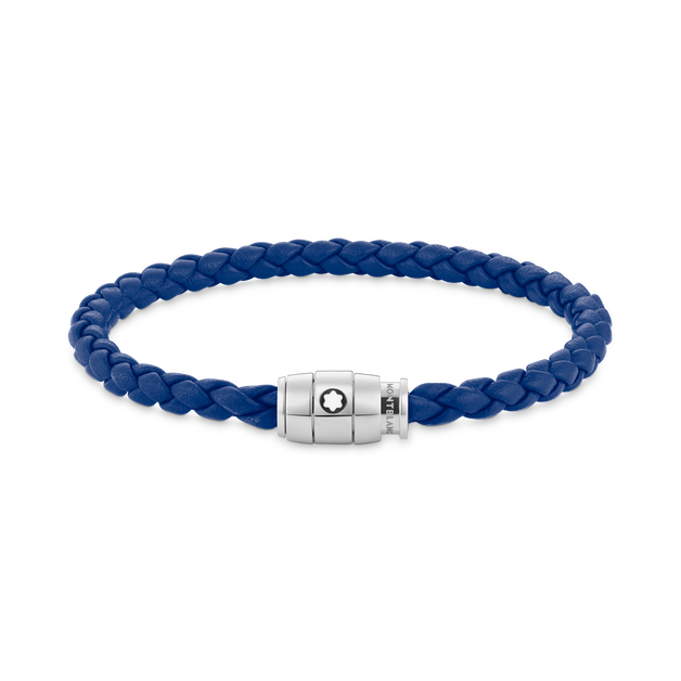 Bracelet Steel 3 rings closing and Blue leather - 2