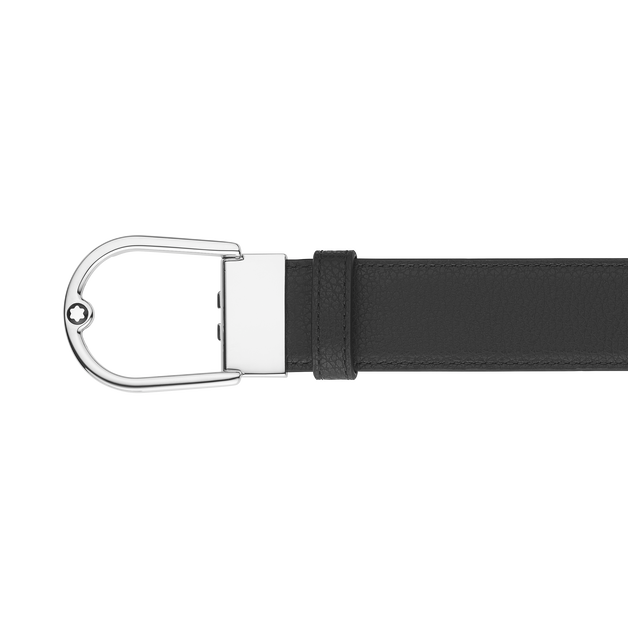 Horseshoe buckle grainy ebony/black 35mm reversible leather belt - 3