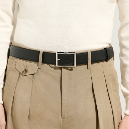 Ceinture R&eacute;versible Rectangulaire 35 mm en Cuir Sartorial