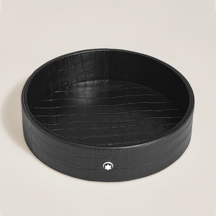 Large Round Desk Tray in Croco-Embossed Leather