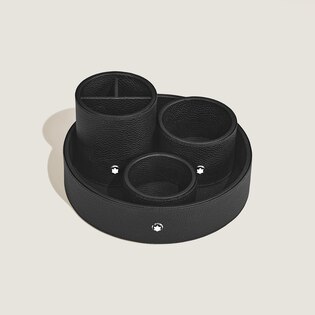 Large Round Desk Tray in Grain Leather