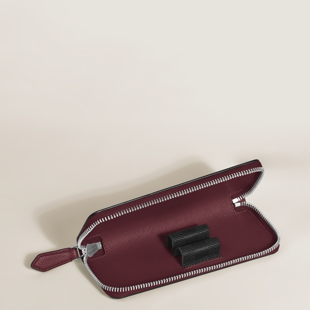 Astuccio con Cerniera per 2 Strumenti da Scrittura in Pelle Sartorial - 4