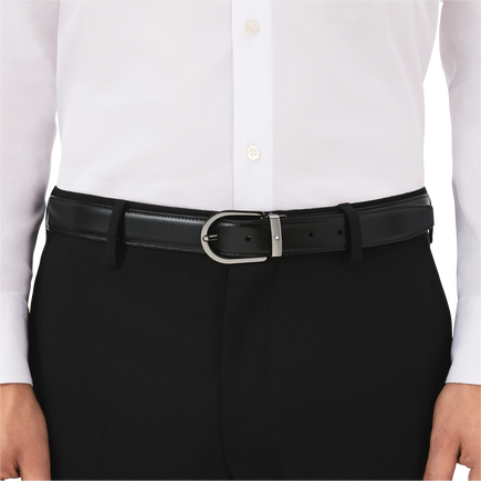 Horseshoe buckle black/brown 30 mm reversible leather belt