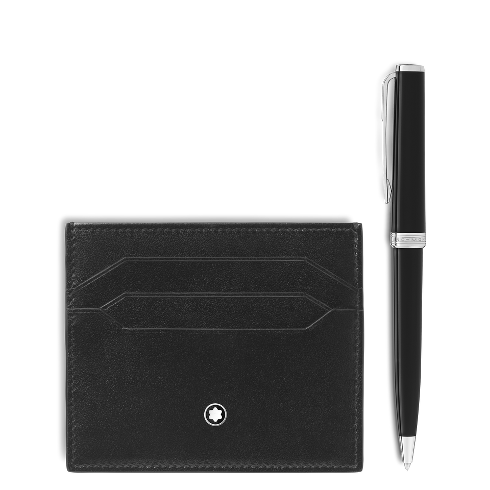 Set with PIX Black Ballpoint Pen & Card Holder 6cc in Meisterst&uuml;ck Leather - 1