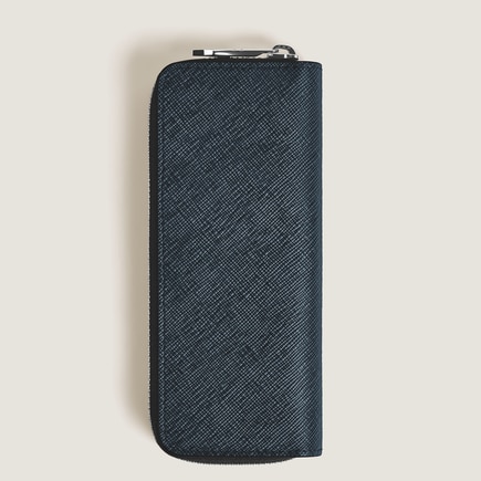 2-Pen Pouch with zip in Sartorial Leather