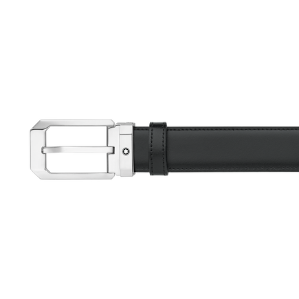 حزام جلدي ذو وجهين أسود/بُنّي، عرضه 30 مم