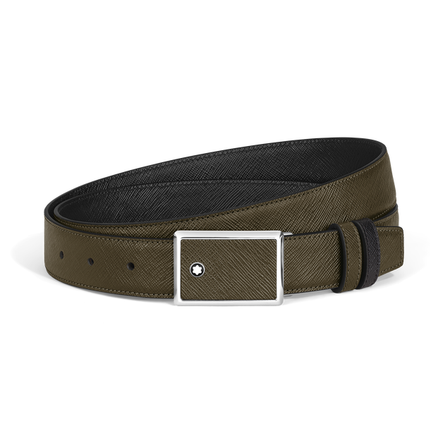 Marquetry Plate 30&nbsp;mm Reversible Belt in Sartorial Leather - 1