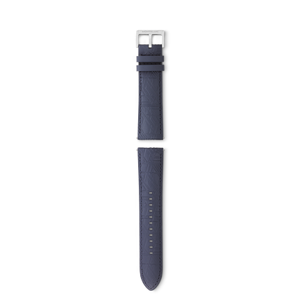 Bracelet en cuir de veau bleu avec boucle ardillon grise