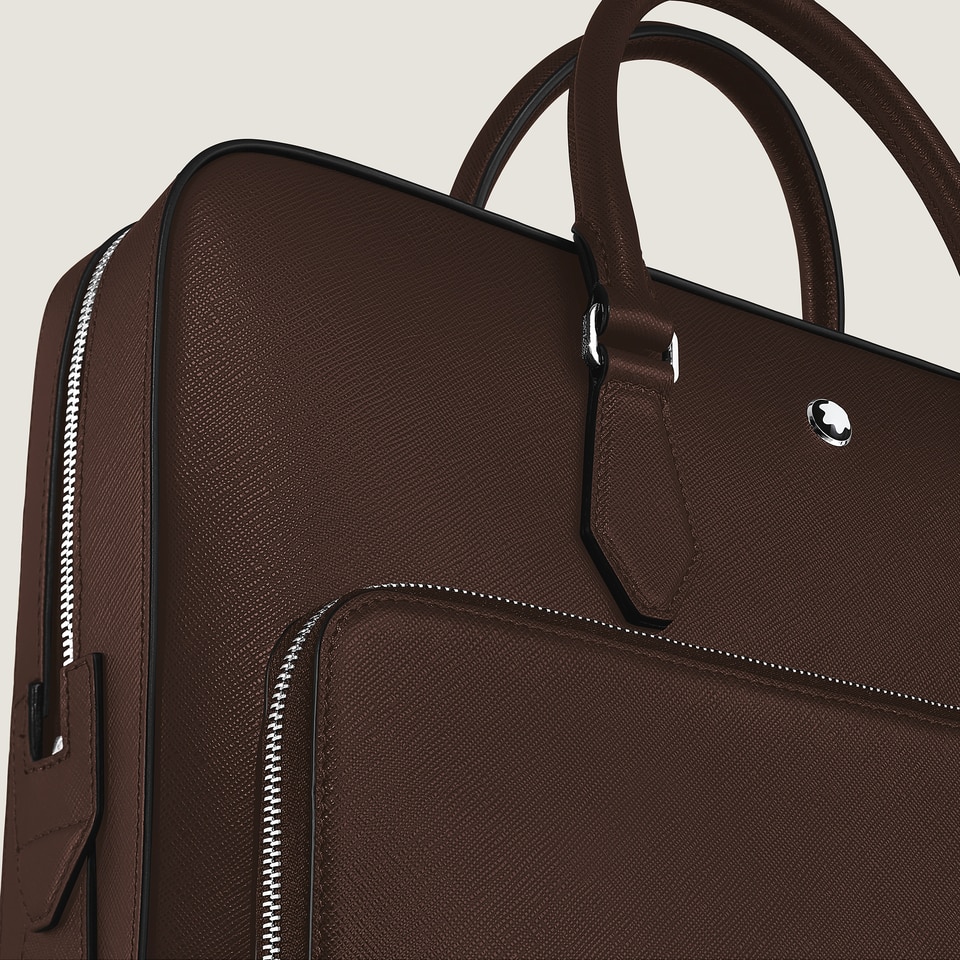Medium Briefcase with Pocket in Sartorial Leather - 3