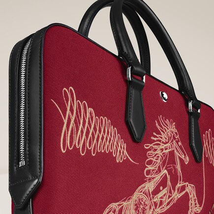 Thin Briefcase Year of the Horse in Embroidered Gabardine