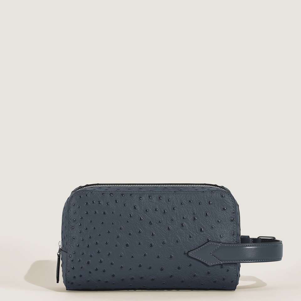 Kosmetik-Clutch aus Leder mit Strau&szlig;enpr&auml;gung - 4