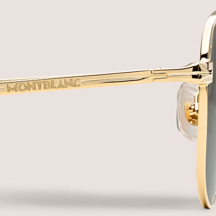 Squared Sunglasses with Gold-Coloured Metal Frame