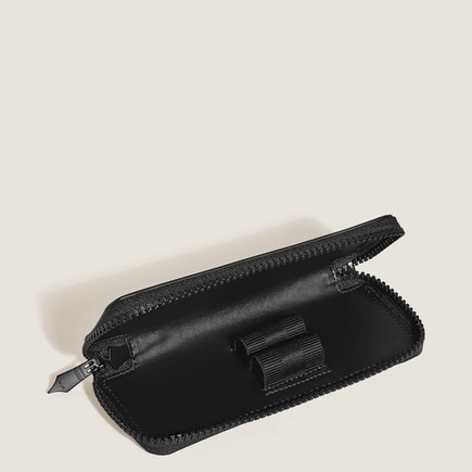 2-Pen Pouch with zip in Extreme Leather