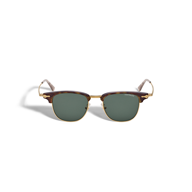 Lunettes de Soleil Rectangulaires avec Monture en M&eacute;tal Dor&eacute; - 1