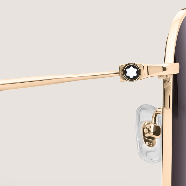 Squared Sunglasses with Gold-Coloured Titanium Frame - 3