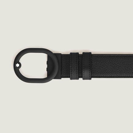 L'Ovale Buckle Black/Black 35&nbsp;mm Reversible Leather Belt