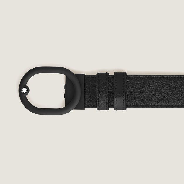 L'Ovale Buckle Black/Black 35&nbsp;mm Reversible Leather Belt - 3
