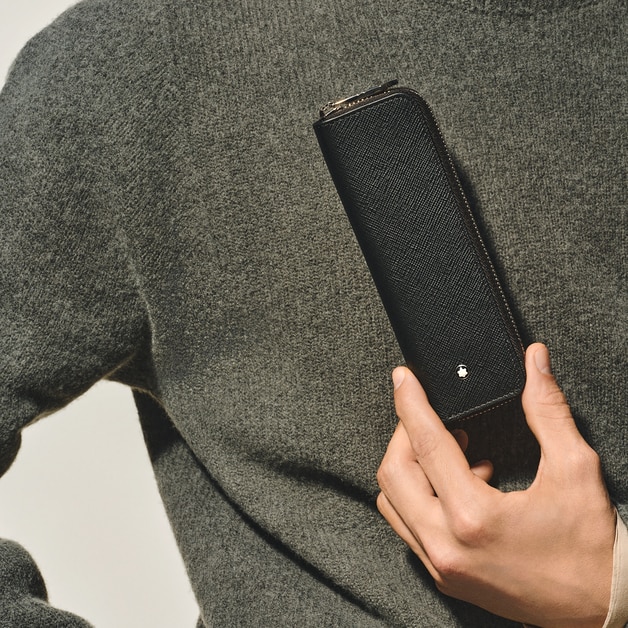 1-Pen Pouch with zip in Sartorial Leather - 2
