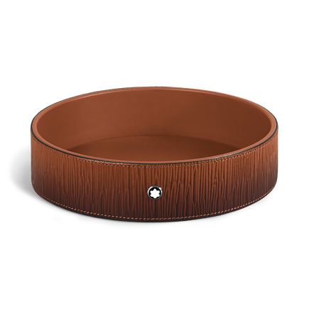 Large Round Desk Tray in Corteccia Sfumato Leather