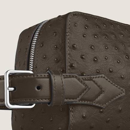 Wash Bag in Ostrich-Embossed Leather