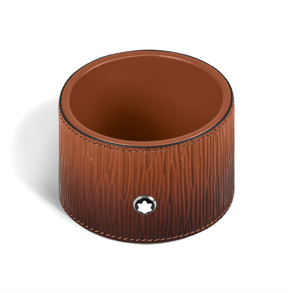 Medium Round Desk Tray in Corteccia Sfumato Leather - 1
