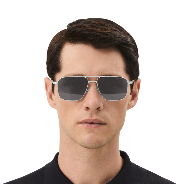 Gafas de sol rectangulares con montura metálica plateada - 4