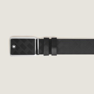 Marquetry plate buckle black/black 30mm reversible leather belt