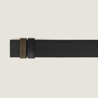Khaki suede/black soft 35mm reversible leather strap