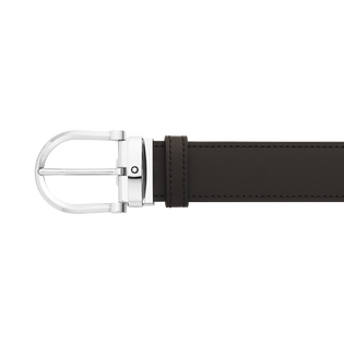 Horseshoe buckle black/brown 35 mm reversible leather belt