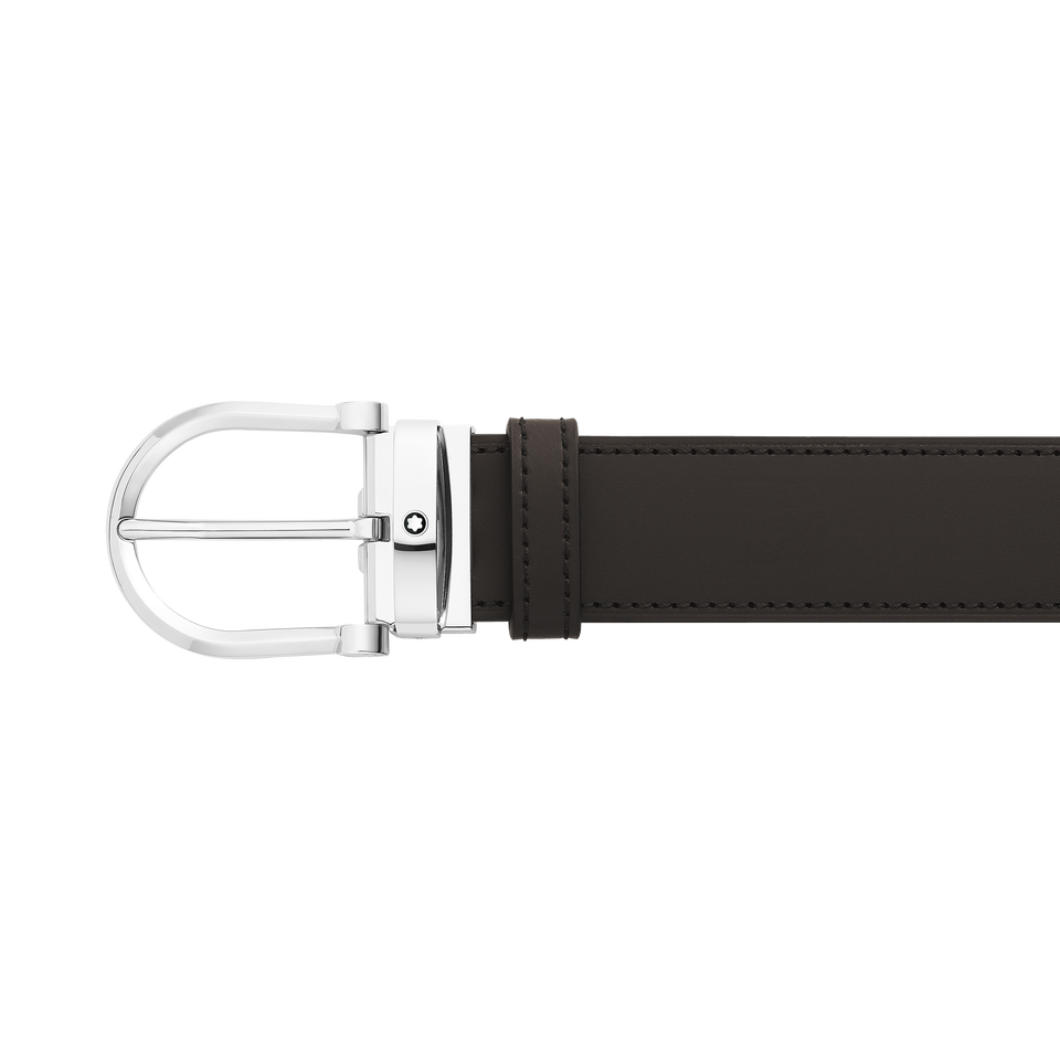 Horseshoe buckle black/brown 35 mm reversible leather belt - 3