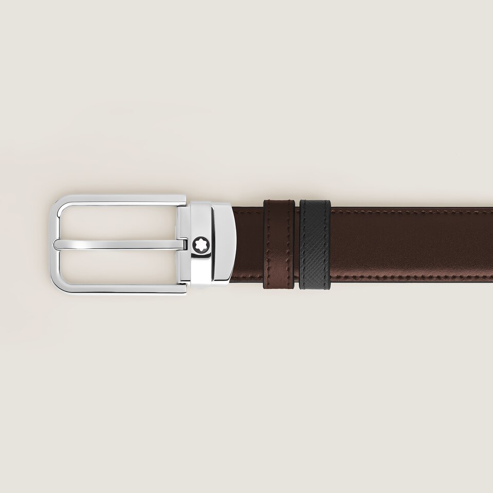 30 mm Reversible Belt in Sartorial Leather with Rectangular Buckle - 5