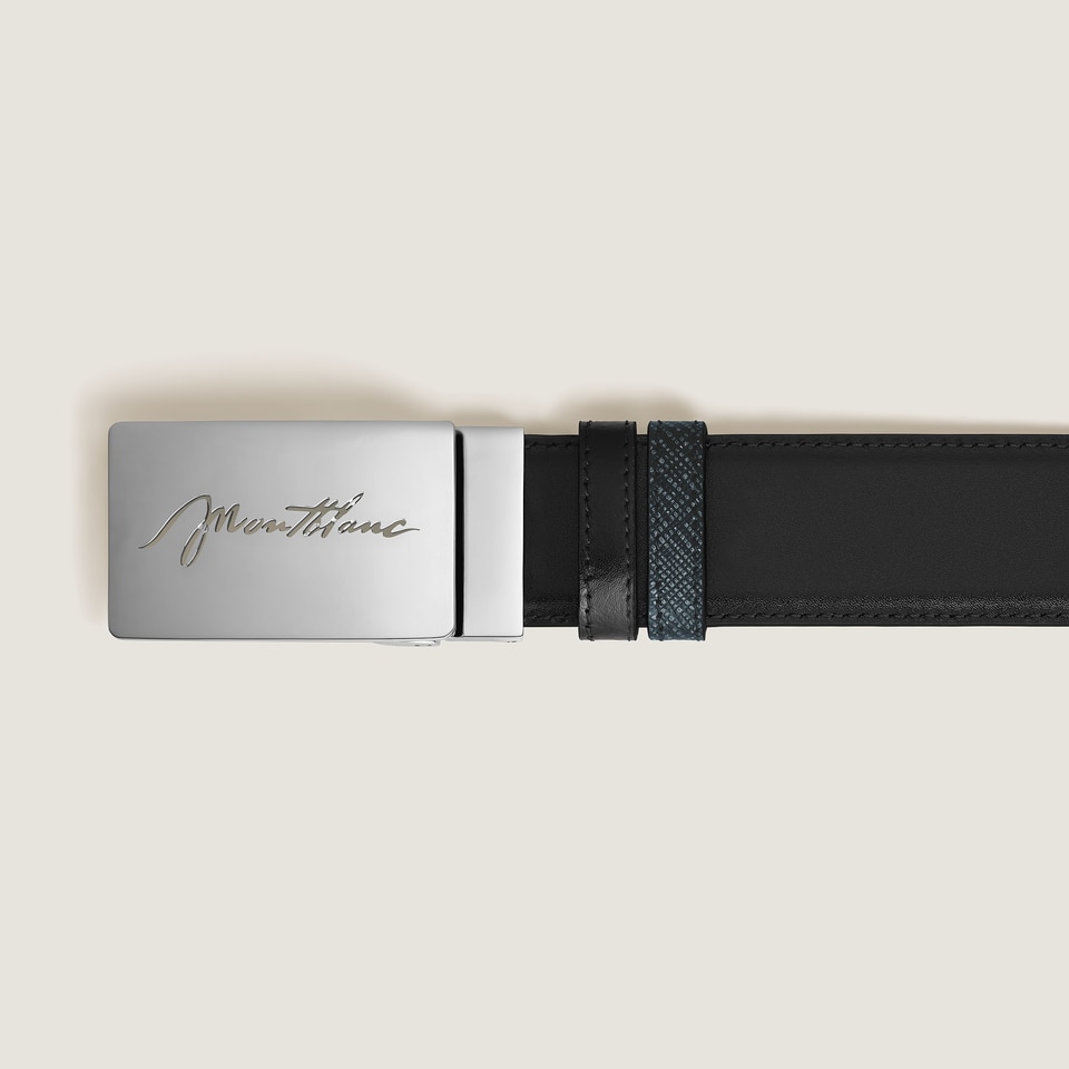 35 mm Reversible Belt in Sartorial Leather with Plate Buckle - 3