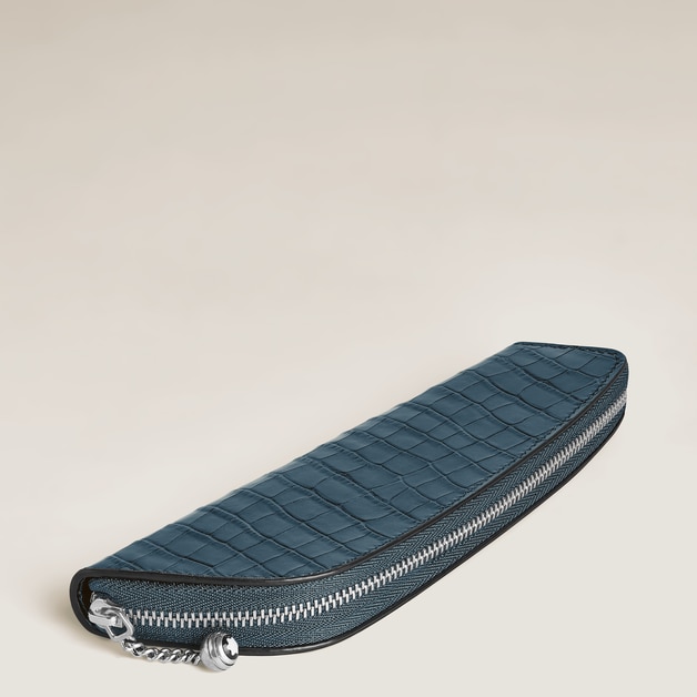 1-Pen Pouch in Croco-Embossed Leather - 4