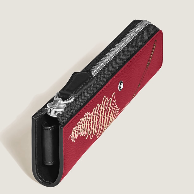 1-Pen Pouch with Zip Year of the Horse in Sartorial Leather - 4