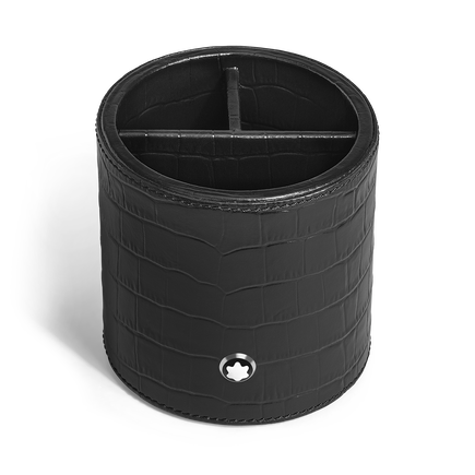 Porte-Stylos de Bureau en Cuir Emboss&eacute; Croco