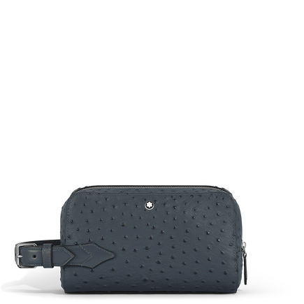 Wash Bag in Ostrich-Embossed Leather