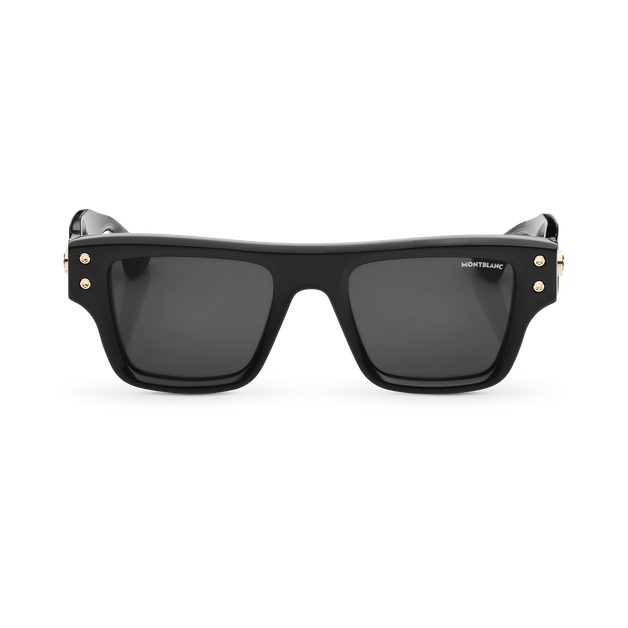 Lunettes de Soleil Rectangulaires avec Monture en Ac&eacute;tate Noire - 1