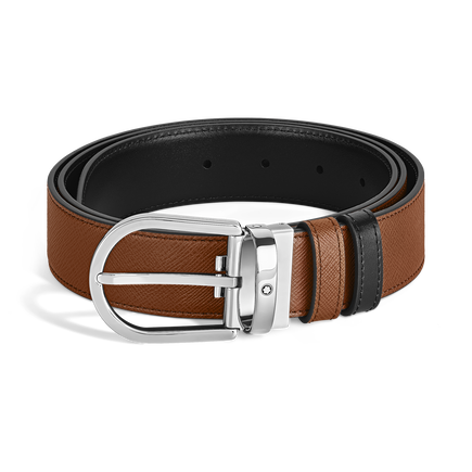 Ceinture R&eacute;versible Horseshoe 35 mm en Cuir Sartorial