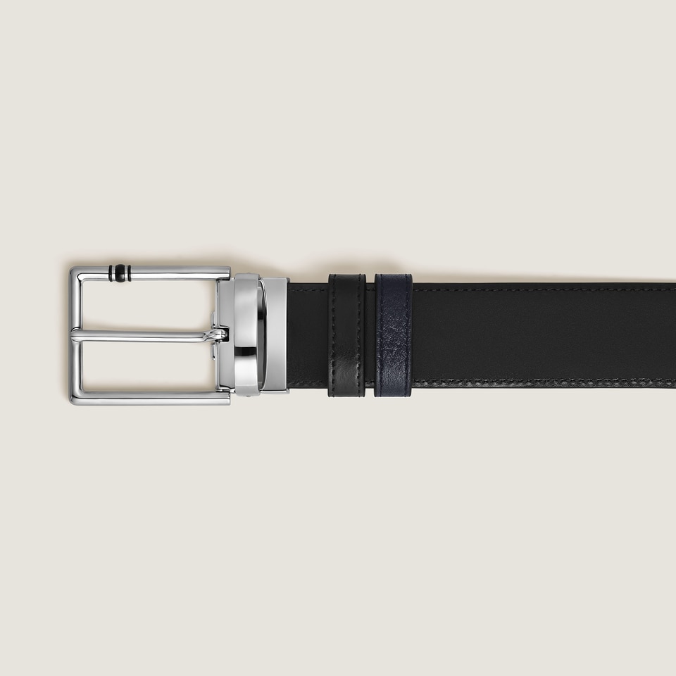 30 mm Reversible Belt in Grain Leather with Rectangular Meisterst&uuml;ck Buckle - 3